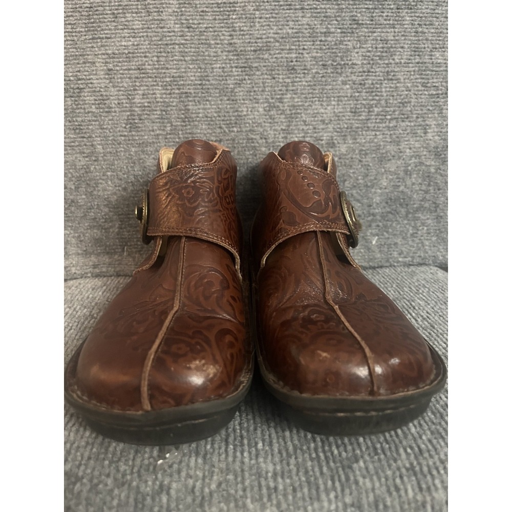 Alegria PG Lite Brown Leather Brass Buckle Ankle Bootie 39 8.5-9 - Picture 4 of 11